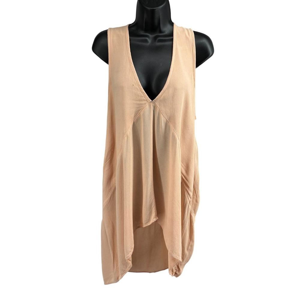 Left of Center Anthropologie Sky Reverse Tunic Blush Pink High Low Tank Top L